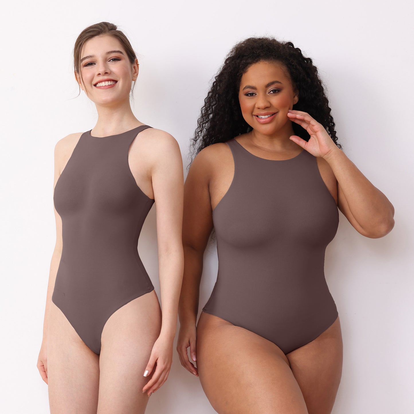 Boneless Sewing Bodusuit Women Sleeveless Double Layer Bodysuit