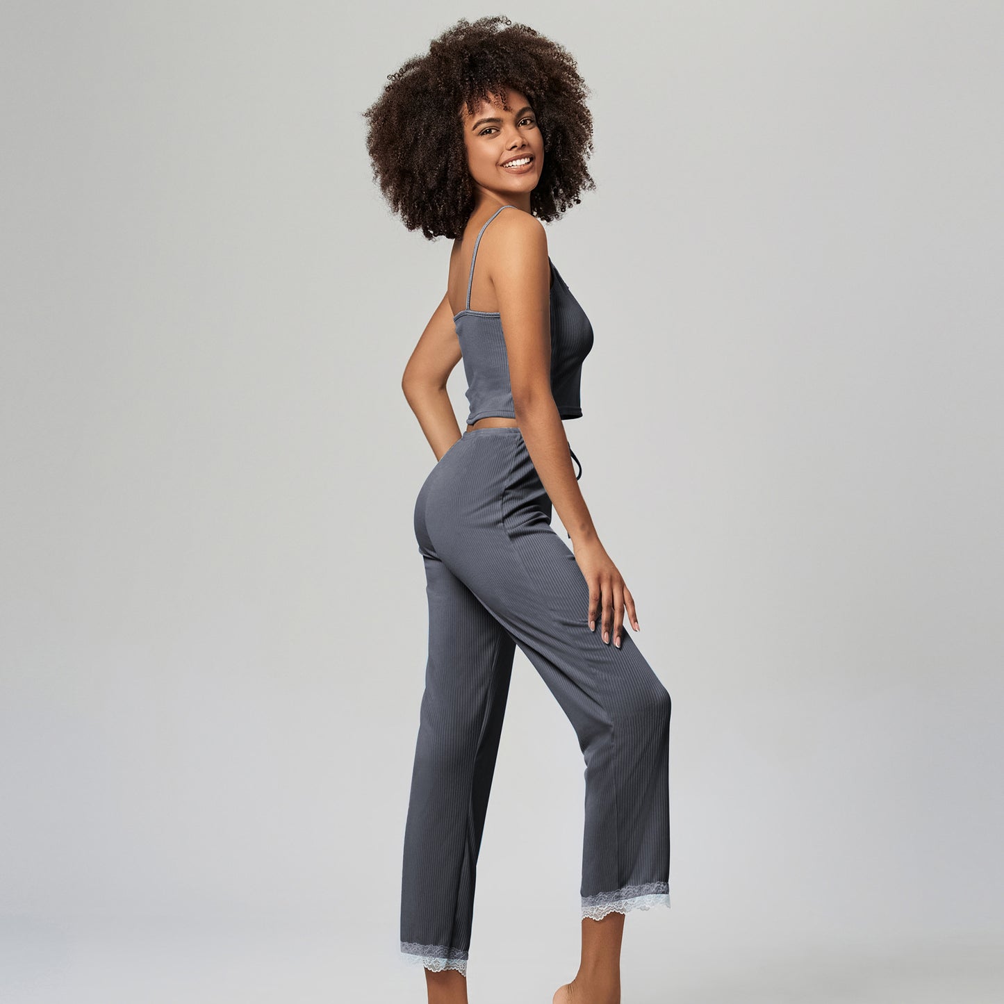 Large Size Summer Pajamas Cool Lace Trim Camisole Pajama Pants Pajamas Set