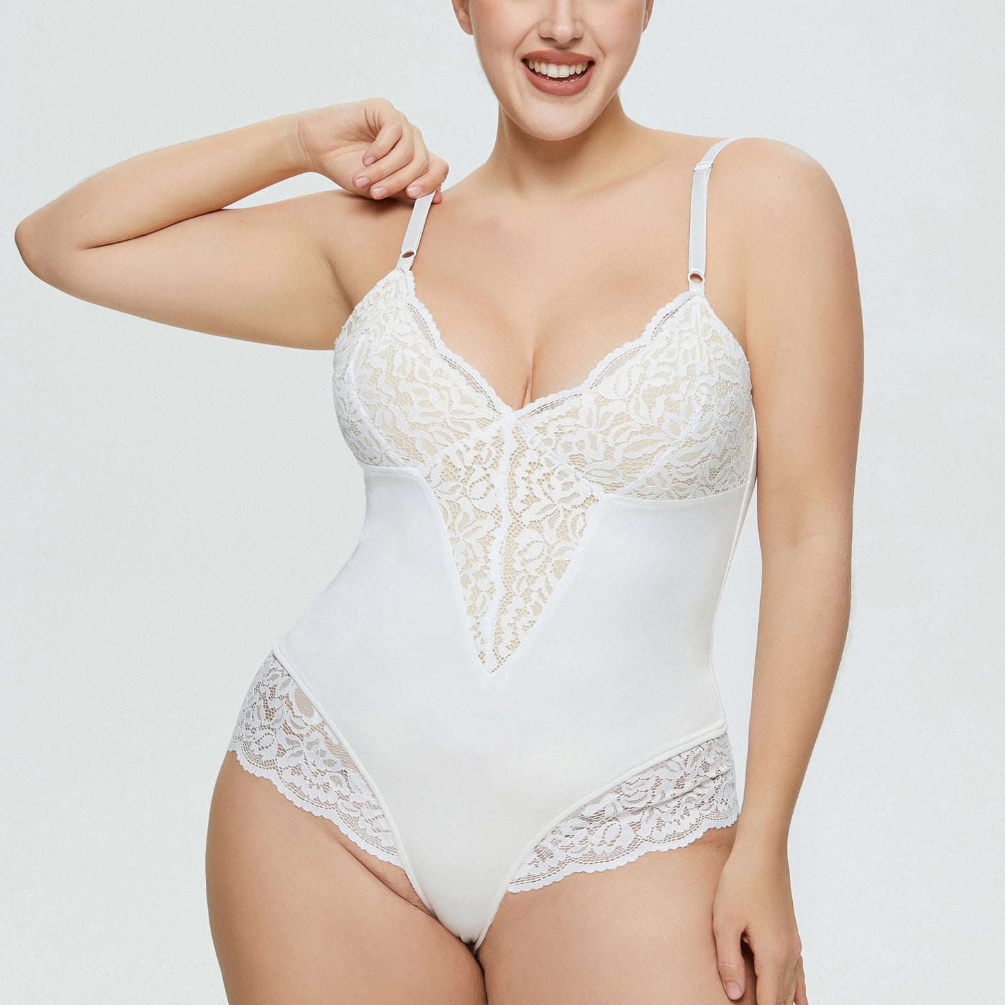 Large Size Bodysuit Sexy Lingerie Lace Stitching Suspender Thong