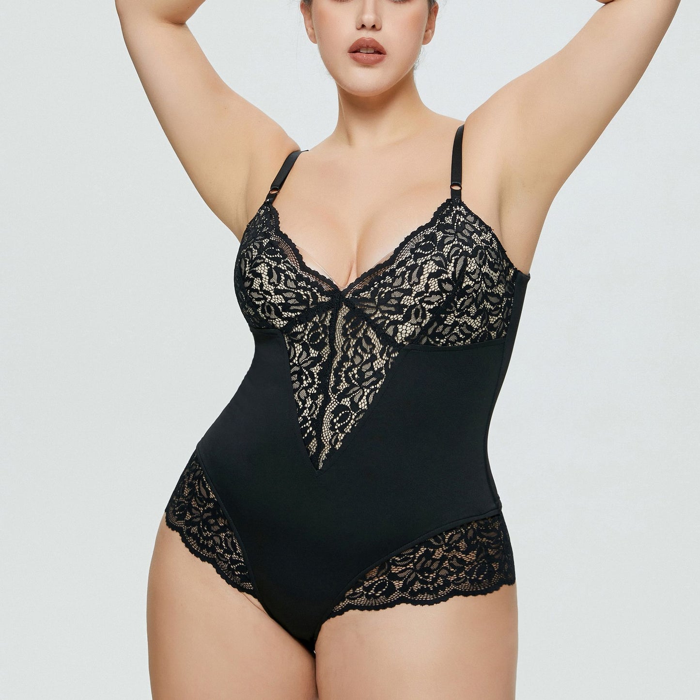 Large Size Bodysuit Sexy Lingerie Lace Stitching Suspender Thong
