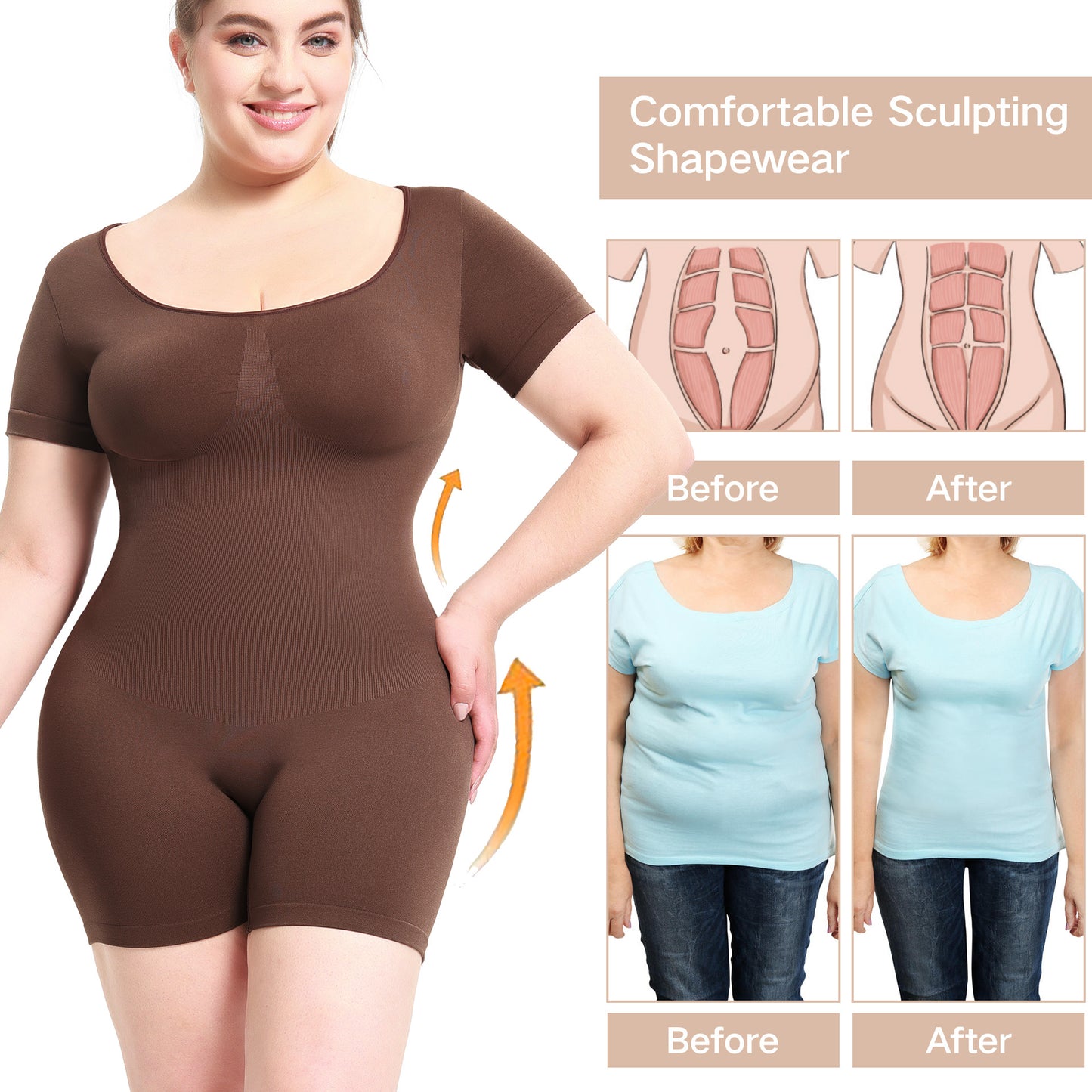 Hot Selling New Arrivals Colombian Girdles Short Sleeves Plus Size Body Shaper For Women Ladies Fullbody Shapewear Bodysuit