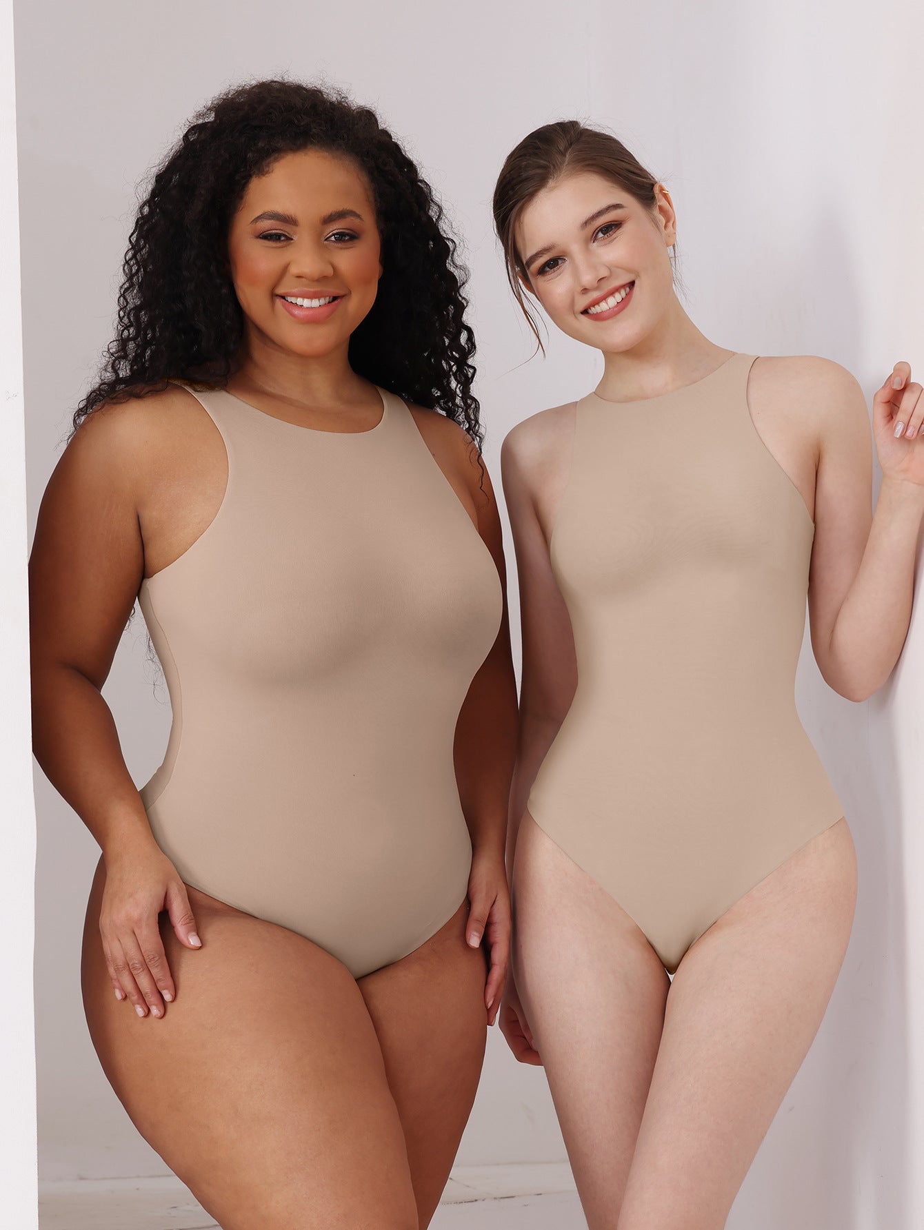 Boneless Sewing Bodusuit Women Sleeveless Double Layer Bodysuit